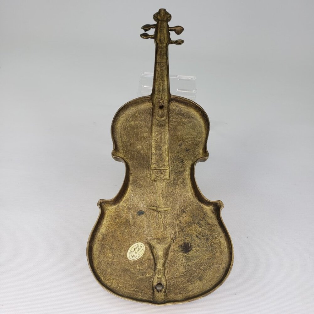 RARE Vintage Solid Brass Violin Sculpture Wall Hanging Decor Andrea by Sadek 12" - Picture 5 of 8